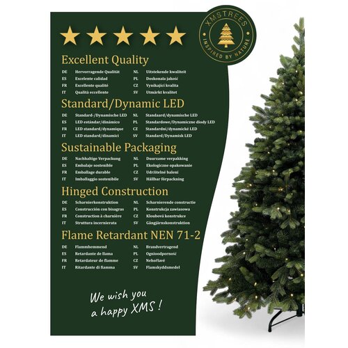 XMS-Trees XMS-Trees Kunstkerstboom Jasper H270 x Ø157 cm - inclusief LED - Natuurlijke en volle uitstraling - Brandvertragend