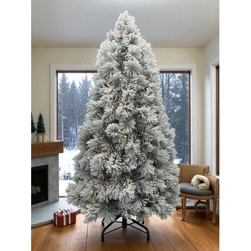 Künstlicher Weihnachtsbaum mit Schnee und Lichtern 150 cm