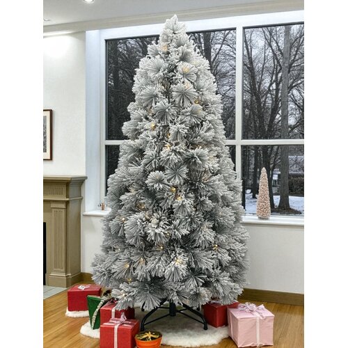 Künstlicher Weihnachtsbaum mit Schnee und Lichtern 180 cm