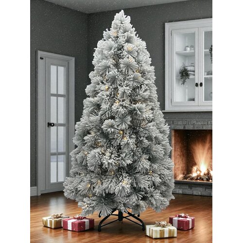 Artificial Christmas tree with snow and lights 240 cm