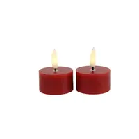 Candele da tè Lyon con LED - Rosso - Ø4 x 5,2 cm - Confezione da 2