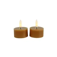 Velas de té Lyon con LED - Ámbar - Ø4 x 5,2 cm - Pack de 2