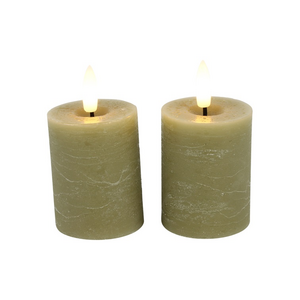 Countryfield Candela a colonna con LED - Beige - Ø5 x 9 cm - Confezione da 2