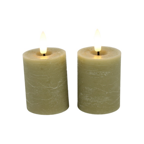 Countryfield Pillar candle with LED - Beige - Ø5 x 9 cm - Pack of 2 Countryfield Pillar candle with LED - Beige - Ø5 x 9 cm - Pack of 2