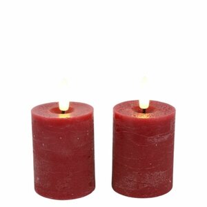 Countryfield Candela a colonna con LED - Rosso - Ø5 x 9 cm - Confezione da 2