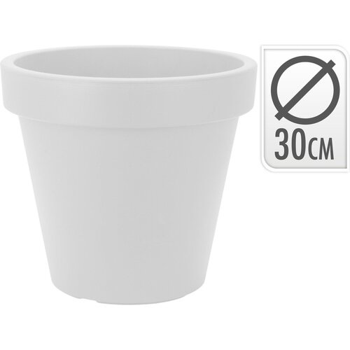White plastic flower pot Ø30 cm – Height 32 cm – Modern design
