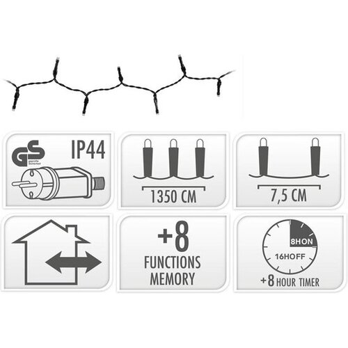 LED-Weihnachtsbeleuchtung – Warmweiß – 180 LEDs – 13,5 Meter LED-Weihnachtsbeleuchtung – Warmweiß – 180 LEDs – 13,5 Meter