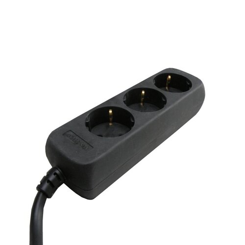 Contactdoos zwart – 3-voudig – 5 meter snoer – Met randaarde