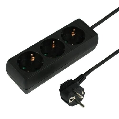 Contactdoos zwart – 3-voudig – 5 meter snoer – Met randaarde