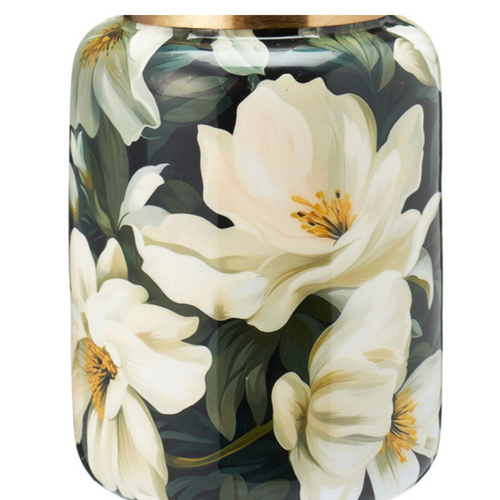 Vase à motif floral - Vert/Blanc - Ø15 x 20,5 cm Vase à motif floral - Vert/Blanc - Ø15 x 20,5 cm