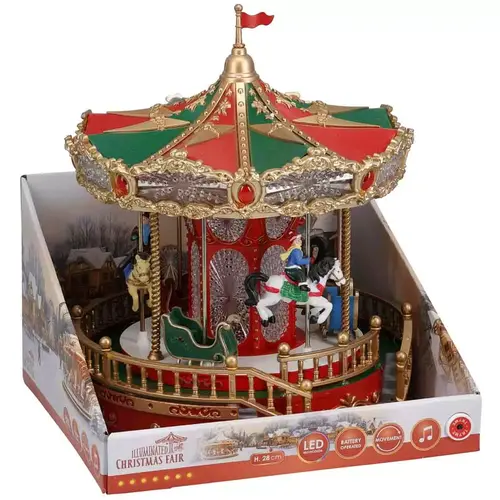 Kersttafereel Carrousel met LED - Ø22,5 x 28 cm
