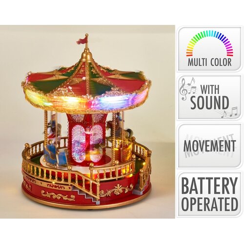Kersttafereel Carrousel met LED - Ø22,5 x 28 cm
