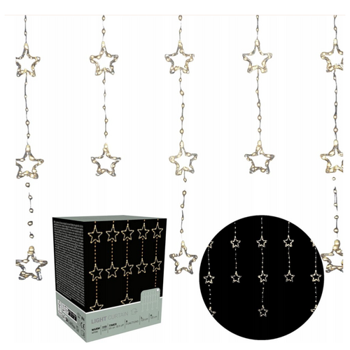 Guirlande lumineuse rideau étoiles - Micro - Blanc chaud - 235 LED