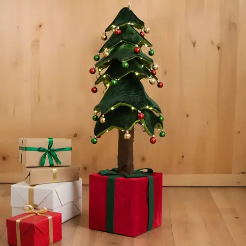 Sapin de Noël en peluche avec lumières - 70 LED