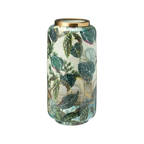 Vase mit Dschungelmotiv - Ø15 x 30 cm