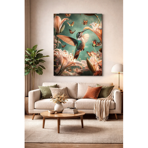 ter Halle Ter Halle Glasmalerei Kolibri mit Blumen - 80 x 120 cm