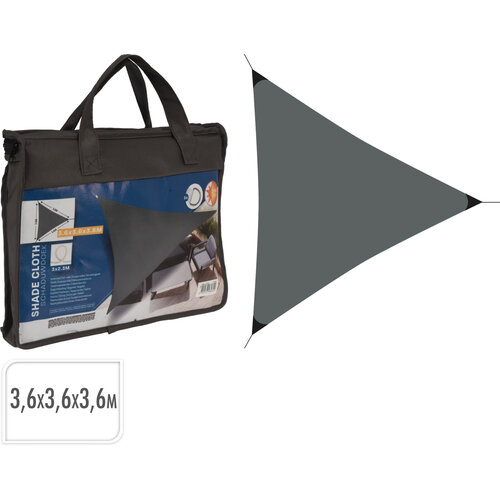 Toile d'ombrage triangulaire - Grise - 3,6 x 3,6 x 3,6 mètres