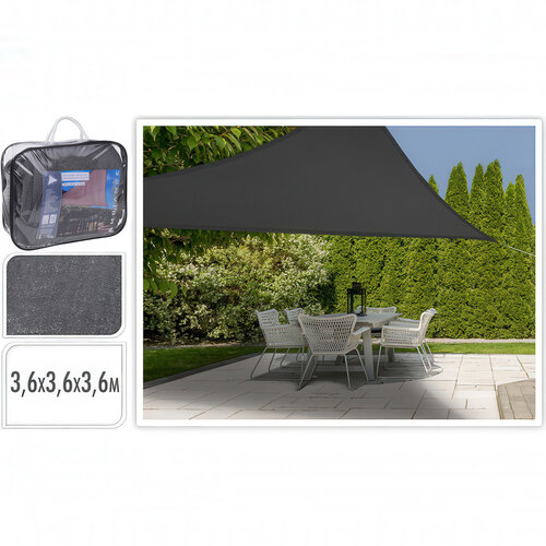 Toile d'ombrage triangulaire - Grise - 3,6 x 3,6 x 3,6 mètres