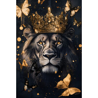 Ter Halle Glasschilderij Leeuw met kroon - 80 x 120 cm