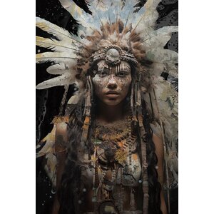 ter Halle Ter Halle Glass painting Indian with headdress - 80 x 120 cm