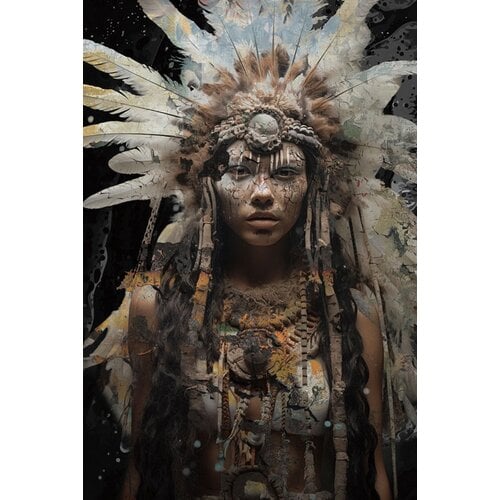 ter Halle Ter Halle Glass painting Indian with headdress - 80 x 120 cm