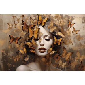 ter Halle Ter Halle Glass Painting Woman with Butterflies - 120 x 80 cm