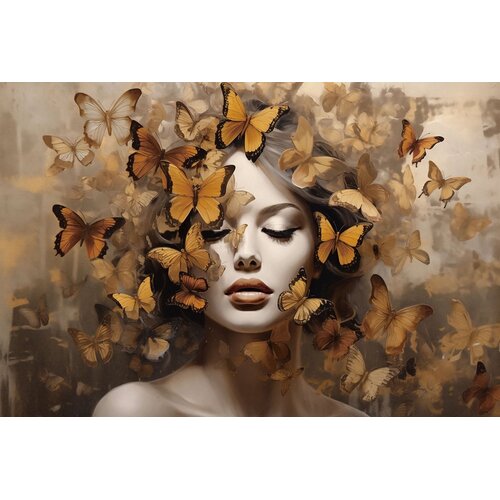 ter Halle Ter Halle Glasmalerei Frau mit Schmetterlingen - 120 x 80 cm