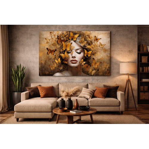 ter Halle Ter Halle Glasmalerei Frau mit Schmetterlingen - 120 x 80 cm