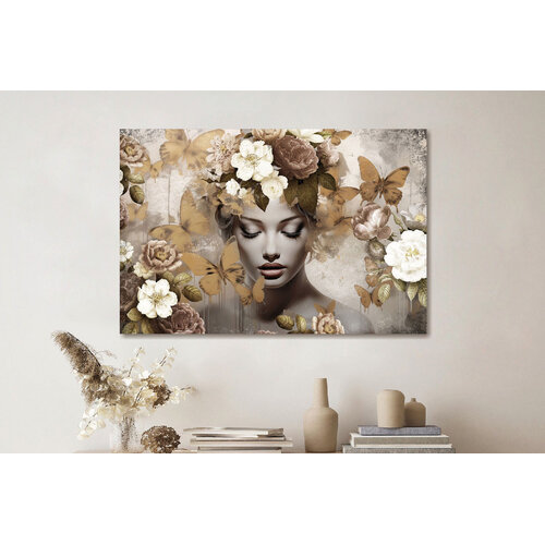 ter Halle Ter Halle Glasmalerei Frau mit goldenen Schmetterlingen - 120 x 80 cm