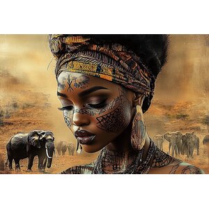 ter Halle Ter Halle Glass Painting Woman with Elephants - 120 x 80 cm