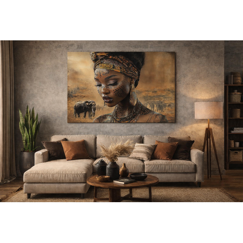 ter Halle Ter Halle Glasmalerei Frau mit Elefanten - 120 x 80 cm