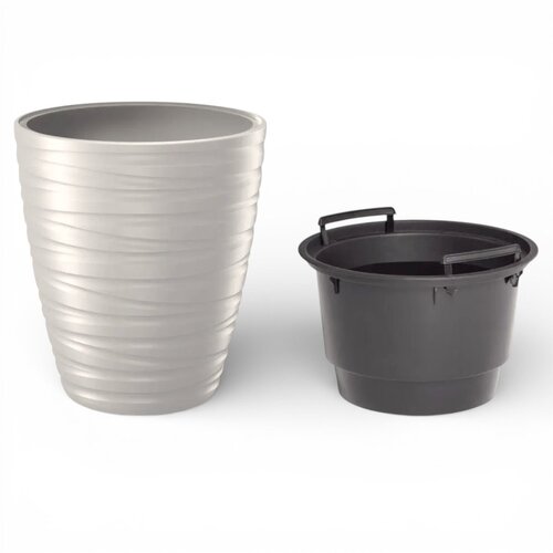 Kunststoff-Blumentopf, taupefarben – Ø 37 cm – Höhe 42 cm