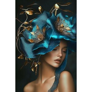 ter Halle Cuadro sobre vidrio de Ter Halle "Mujer con flor azul" - 80 x 120 cm