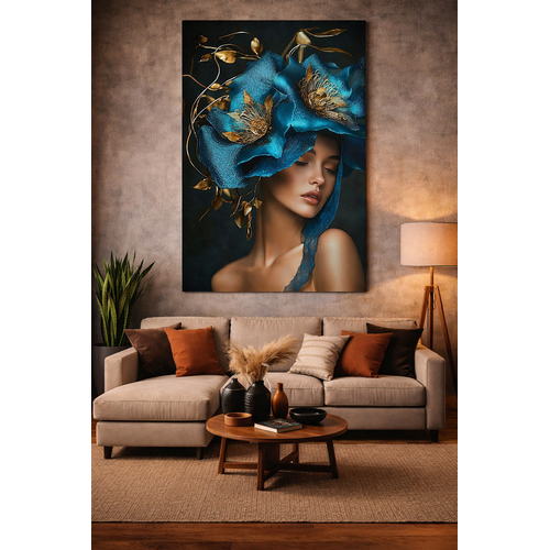 ter Halle Ter Halle Glasmalerei Frau mit blauer Blume - 80 x 120 cm