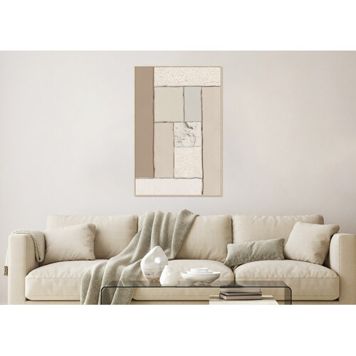 ter Halle Toile Ter Halle avec cadre - Panneaux tissés - Beige - 100 x 100 cm