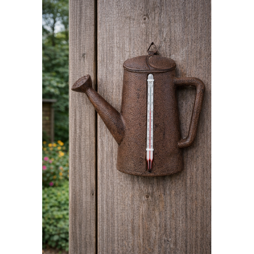 Gießkanne mit Thermometer aus Gusseisen – 15,3 x 1,5 x 14,2 cm