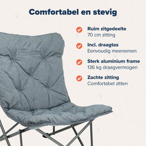 Leichter, faltbarer Campingstuhl – inkl. dickem Kissen – Grau