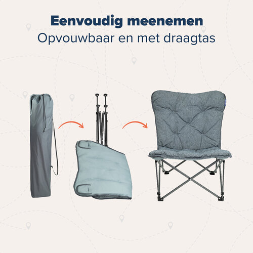 Leichter, faltbarer Campingstuhl – inkl. dickem Kissen – Grau