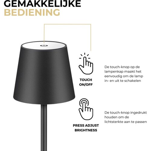 Lampe de table tactile Ø10 x 36 cm - Noire