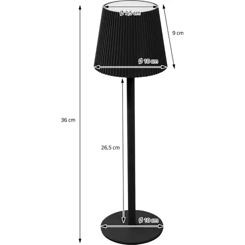Lampe de table tactile Ø10 x 36 cm - Noire