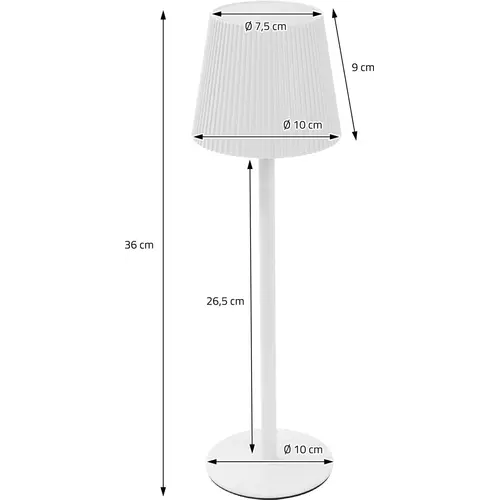 Lampe de table tactile Ø10 x 36 cm - Blanche