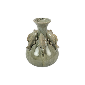 Decostar Vaso a forma di pesce in pietra Ø17 ​​x 24,5 cm - Verde