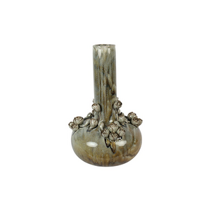 Decostar Jarrón de piedra de cuello largo verde/marrón/rosa XXL - Ø34 x 52 cm