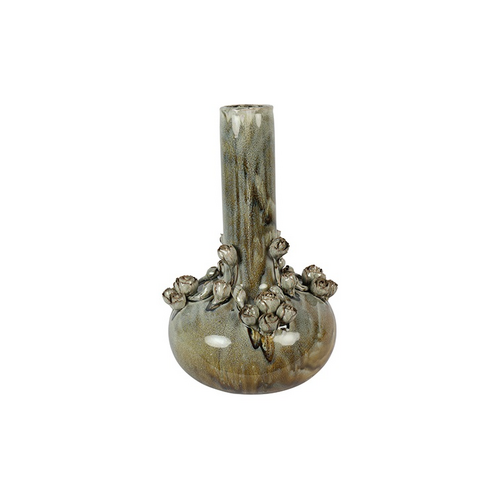 Decostar Vase en pierre à col long, vert/marron/rose, XXL - Ø34 x 52 cm Decostar Vase en pierre à col long, vert/marron/rose, XXL - Ø34 x 52 cm