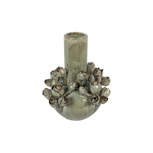 Decostar Vase en pierre à long col vert/marron/rose - Ø19 x 28,5 cm Decostar Vase en pierre à long col vert/marron/rose - Ø19 x 28,5 cm