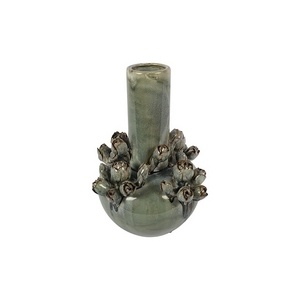 Decostar Vase en pierre à long col vert/marron/rose - Ø23 x 35 cm Decostar Vase en pierre à long col vert/marron/rose - Ø23 x 35 cm