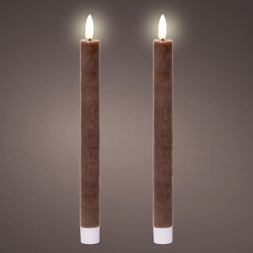 Countryfield Lot de 2 bougies de table LED Countryfield marron - Hauteur 15 cm