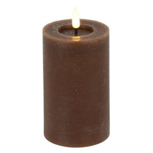 Countryfield Candela a colonna a LED Countryfield, marrone rustico - Ø7,5 cm - Altezza 12,5 cm