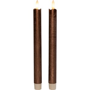 Countryfield Set of 2 Countryfield LED Dinner Candle Brown Ø2.2 cm - Height 24 cm