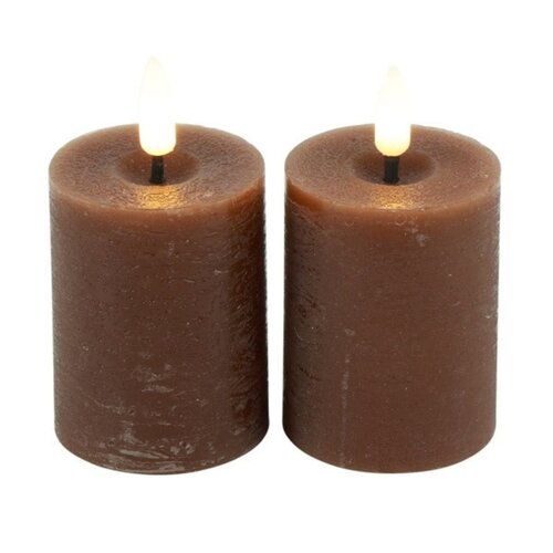 Countryfield Lot de 2 bougies piliers LED rustiques Countryfield, marron, Ø 5 cm - Hauteur 9 cm Countryfield Lot de 2 bougies piliers LED rustiques Countryfield, marron, Ø 5 cm - Hauteur 9 cm